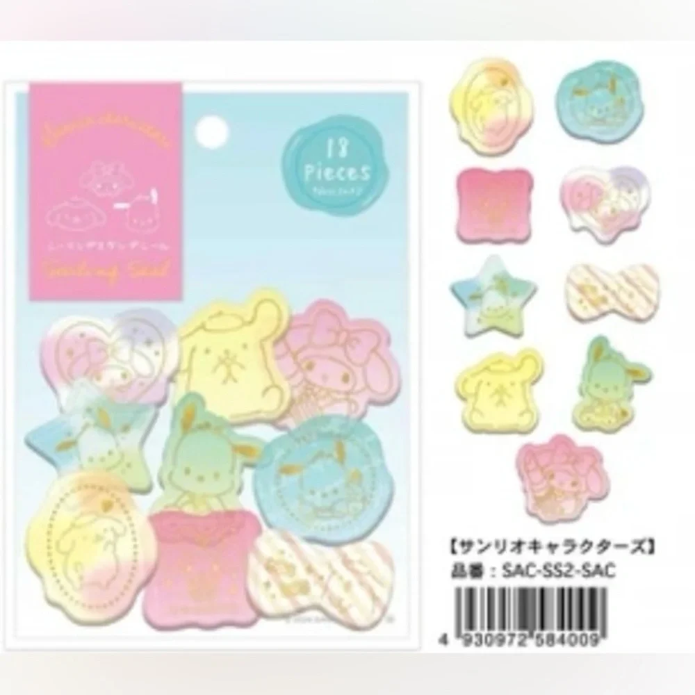 Sanrio Sealing Stamp Stickers Clear Jelly Style Cute Pochacco Melody Pompompurin